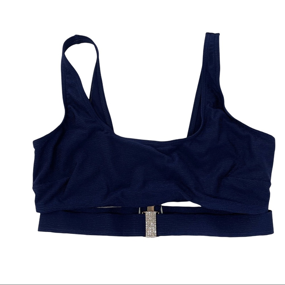 ASOS Wolf & Whistle Fuller Bust Eco Cut Out Crop Buckle Bikini Top Sz 6 DDD/F-G
